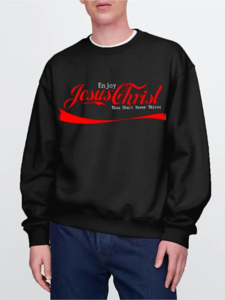 

Trendy Men's Graphic Print Hoodless Pullover Cotton Blend Crewneck Sweatshirt Loose Fit Comfort Unisex Long Sleeve Hoodies