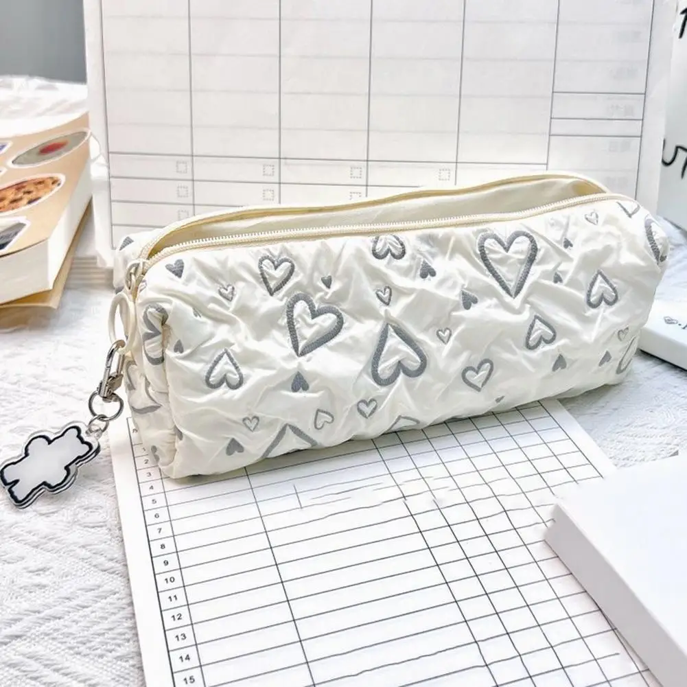 منظم قلب منقوش للطلاب ، حقيبة أدوات مكتبية الحب ، مقلمة للوازم المدرسية ، منظم ساحر