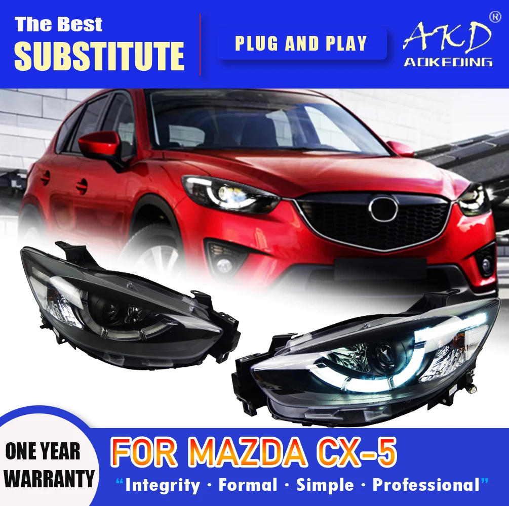 

AKD Head Lamp for Mazda CX-5 LED Headlight 2012-2016 Headlights CX-5 CX5 DRL Turn Signal High Beam Angel Eye Projector Lens