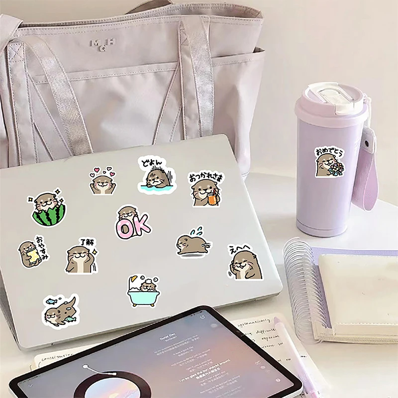 Kleine Otter Handaccount Cartoon Stickers Schattig Dier Expressie Pack Ins Wind Kinderen Plakken Decoratieve Materialen Kawaii