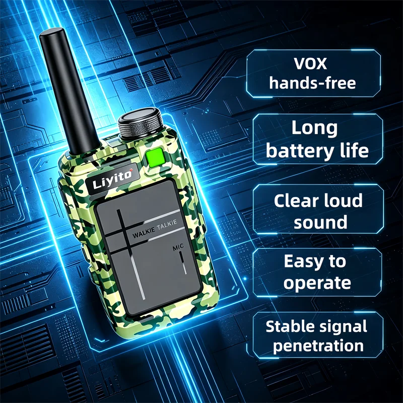 Mini VOX Walkie Talkie USB Rechargeable UHF 400-470MHz Two Way Radio Long Range for Hotel Restaurant Security Communication