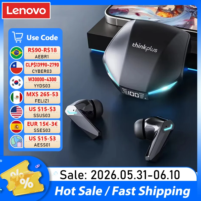 Nouveau Lenovo XT53 mise à niveau sans fil Bluetooth 5.4 écouteurs LED affichage numérique casque étanche faible latence écouteurs de jeu