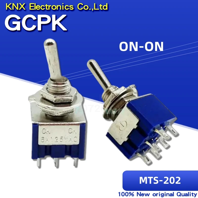 10PCS MTS-202 DPDT Switch 6A 125V AC 6-Pin ON-ON Mini Toggle Switches 31*13*12mm For Switching Lights Motors