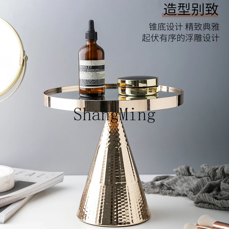 CL creative mirror glass cake rack, light luxury golden dessert table ornament, gourmet display tray