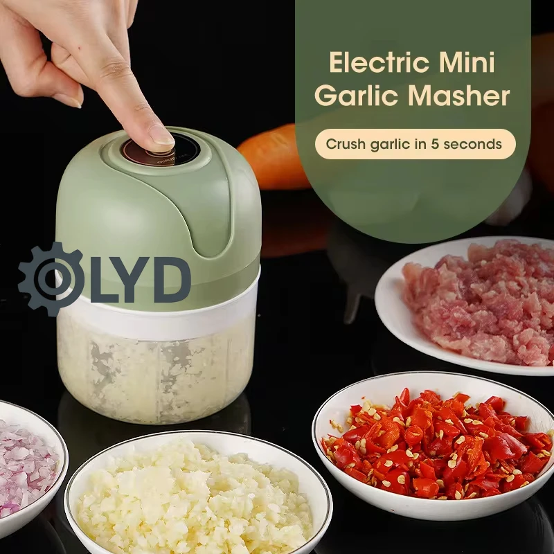 USB Rechargeable Ginger Meat Grinder Food Processor Kitchen Gadget Mini Electric Vegetable Cutter Chopper Garlic Masher Crusher