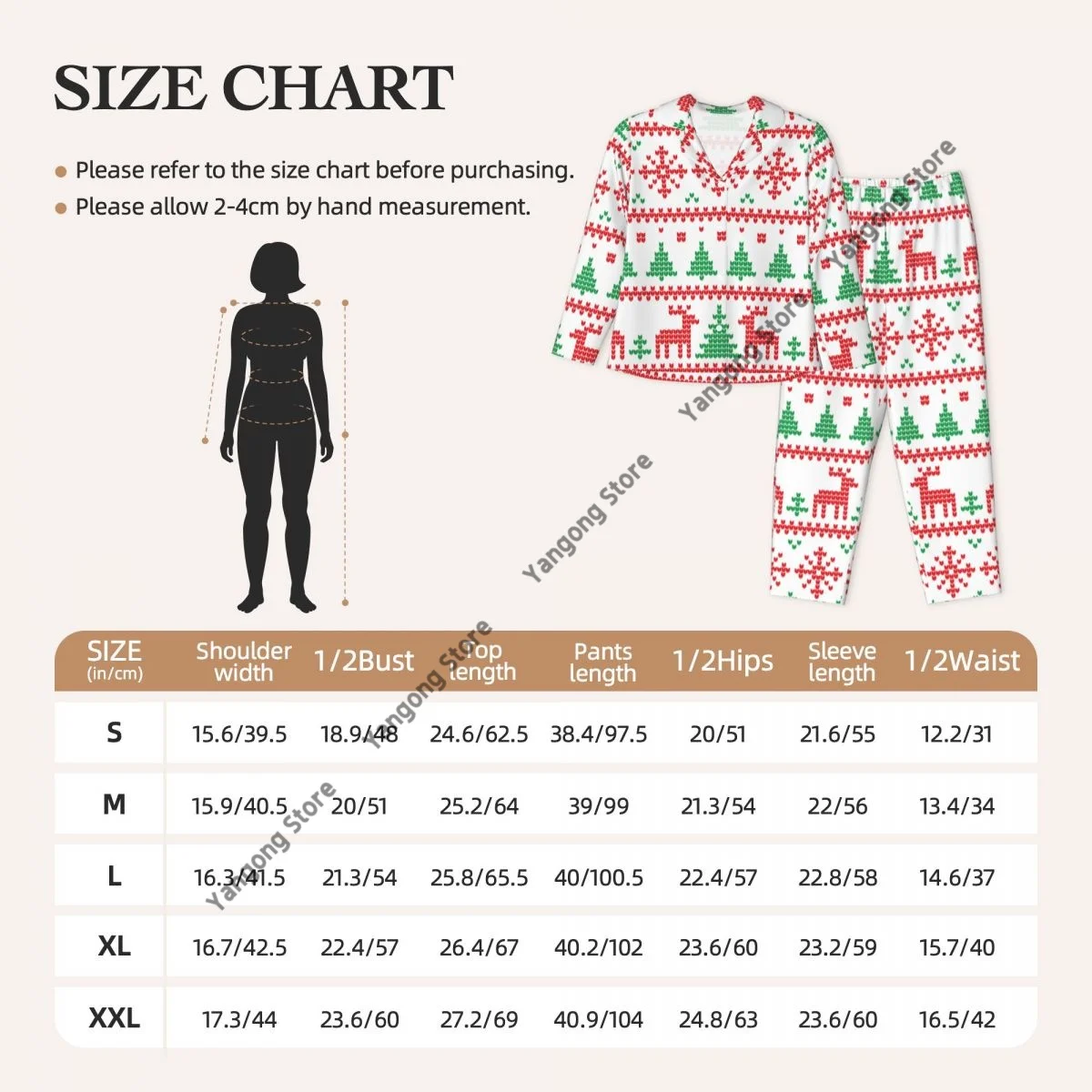Spring and Autumn Long Sleeve Pants Pajamas Loungewear Set Christmas And New Year Pattern Women's Pull Edge Loose Sleeping Suit image 6