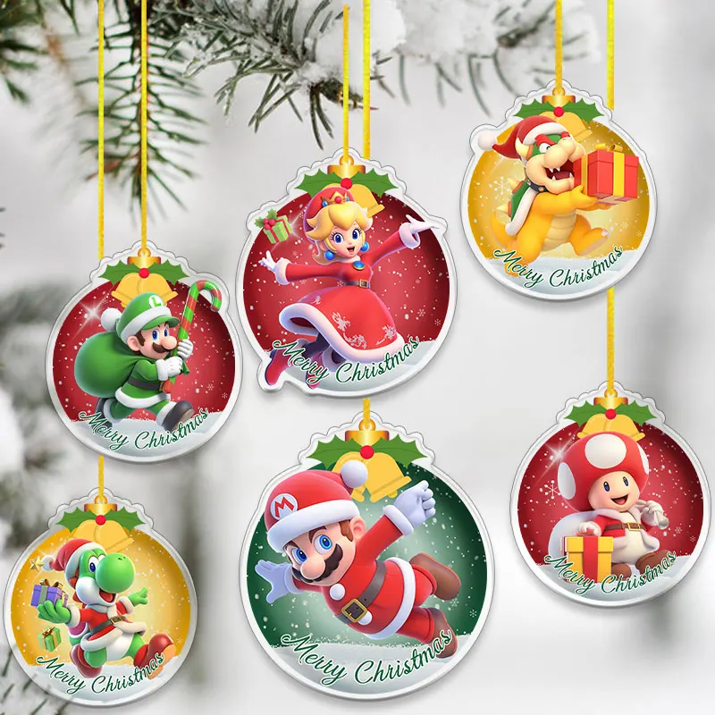 8 سنتيمتر الاكريليك قلادة الديكور لسوبر ماريو بروس شجرة عيد الميلاد شنقا الديكور اكسسوارات أنيمي الأميرة الخوخ هدية #2