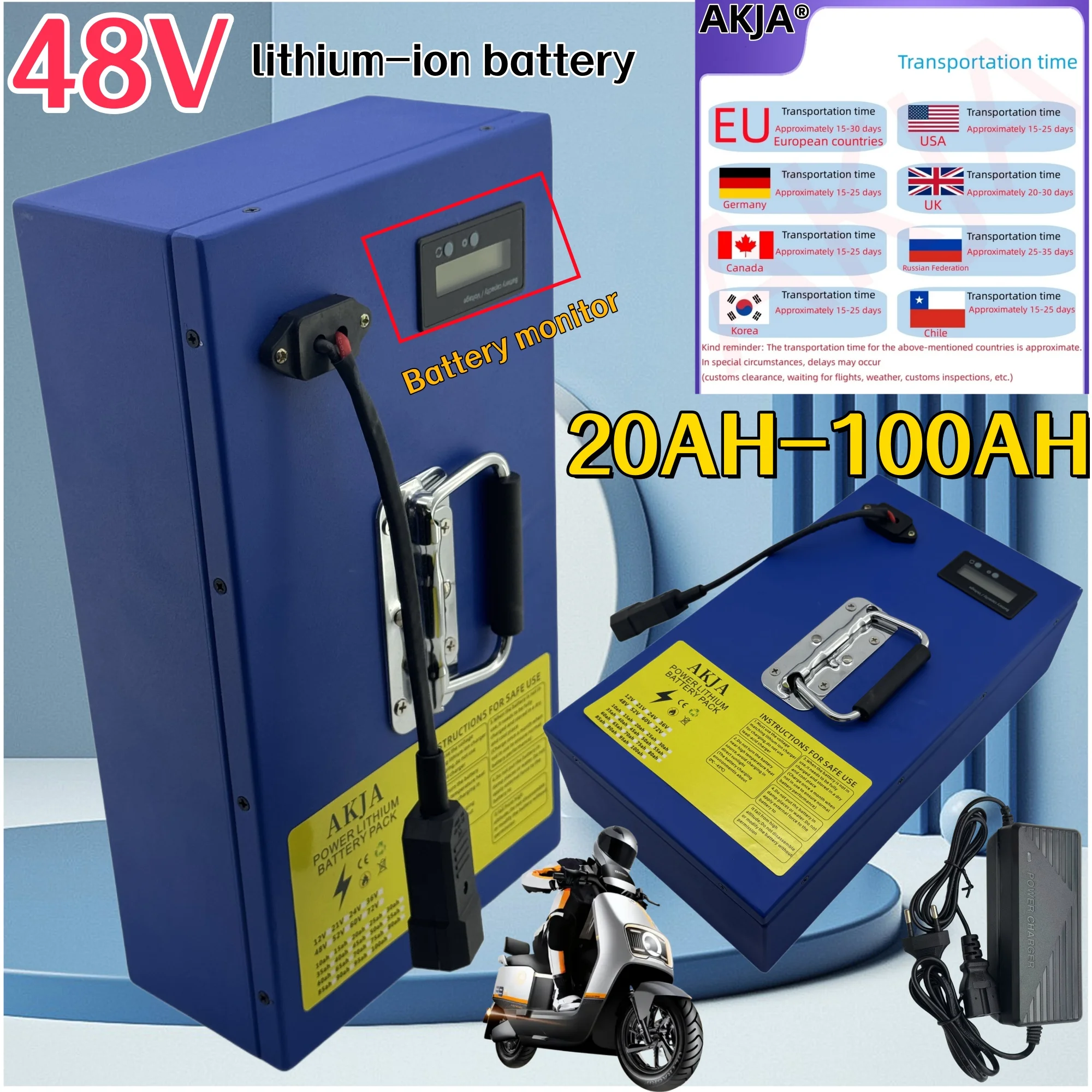

Air freight, 72V100AH lithium-ion battery, new capacity, suitable for 99% of equipment use, suitable for 3000W motor power use