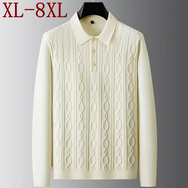 

8XL 7XL 6XL Pull Homme 2025 Новый осенне-зимний элитный роскошный толстый теплый свитер мужские джемперы с лацканами повседневные свободные пуловеры мужские