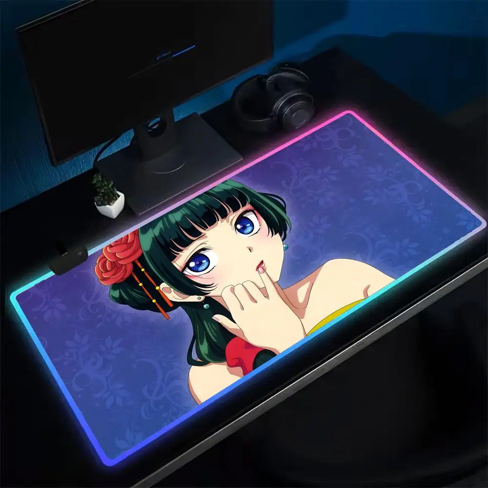 T-The Apothecary Diaries Mouse Pad Anime Gaming Mouse Pad LED Table Pads Backlit Rubber Desktop XXL Mousepad RGB Desk Mats