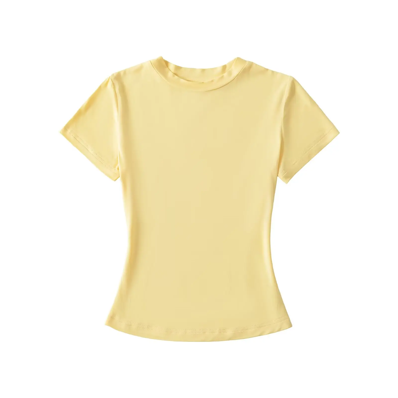 スリムフィットまたはスリムフィット T-irt 女性用夏用伸縮性タイトニングスリムヨガスポーツトップストリートスリムハイカラーや長さ