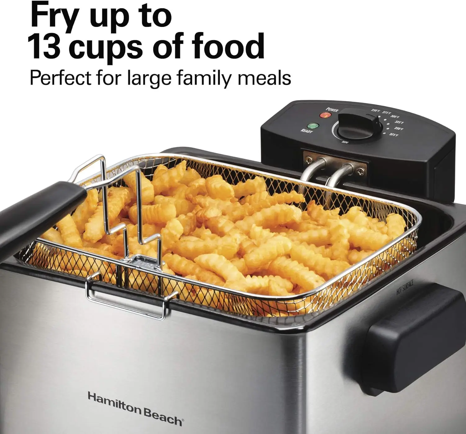 Beach 35042 Professional Style Electric Deep Fryer, XL Frying Basket, Lid with View Window, 1800 Watts, 21 Cups / 5 Liters