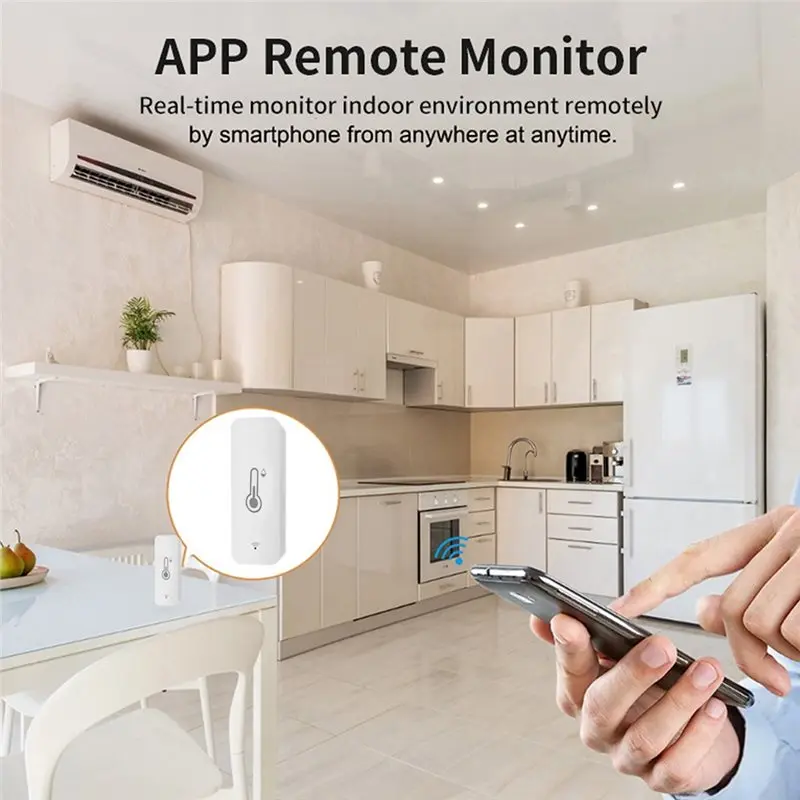 AT19-Tuya Wifi Temperatures Humidity Sensor Wireless Thermometer Monitor For Freezer Fish Tank,Home Office Garden 2 Pcs
