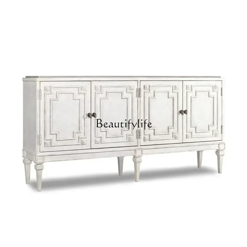 

porch cabinet French living room solid wood light luxury TV cabinet European carved storage dining side decorative cabinet