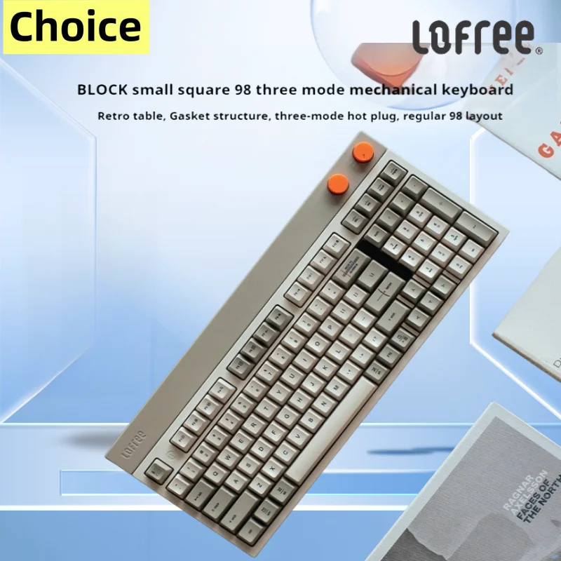 

LOFREE mechanical keyboard OE918 Bluetooth/wireless/wired 98 keys Tri-mock examination hot plug retro video game keyboard,Grey