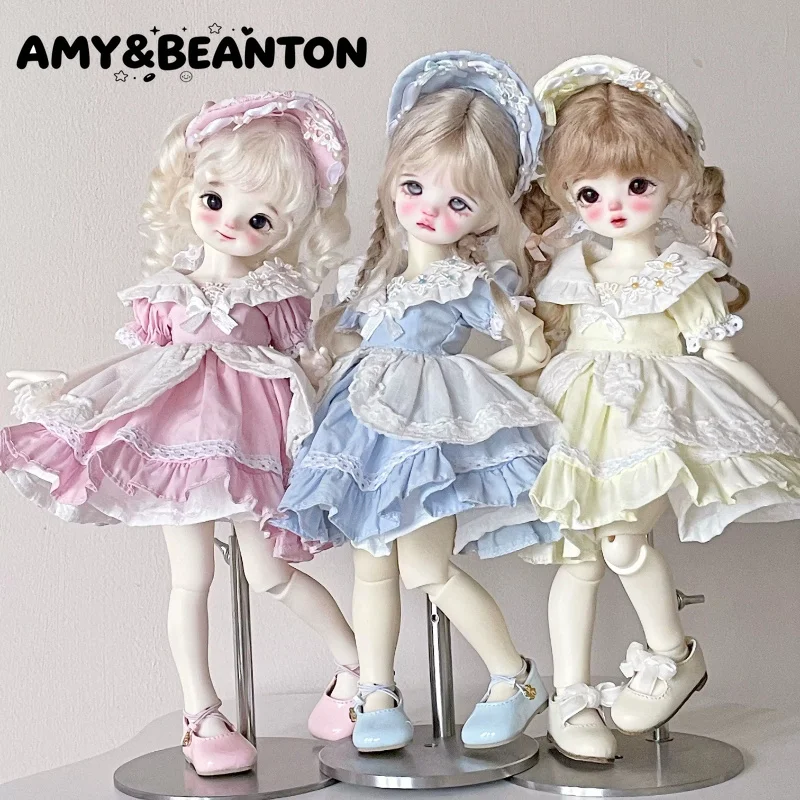 Japanese Rojita Dress Crinoline Hat Outfit 1/6 BJD Doll Clothes Sweet Daily Wear Doll Accessories Set Fit For YOSD 1/6 Doll Body