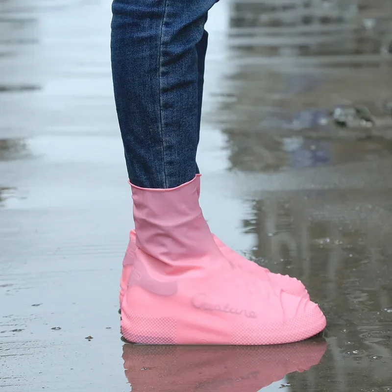 2021New Rain Boots Waterproof Shoe Cover Silicone Unisex Outdoor Waterproof Non-Slip Non-slip Wear-Resistant Reusable Shoe Cover