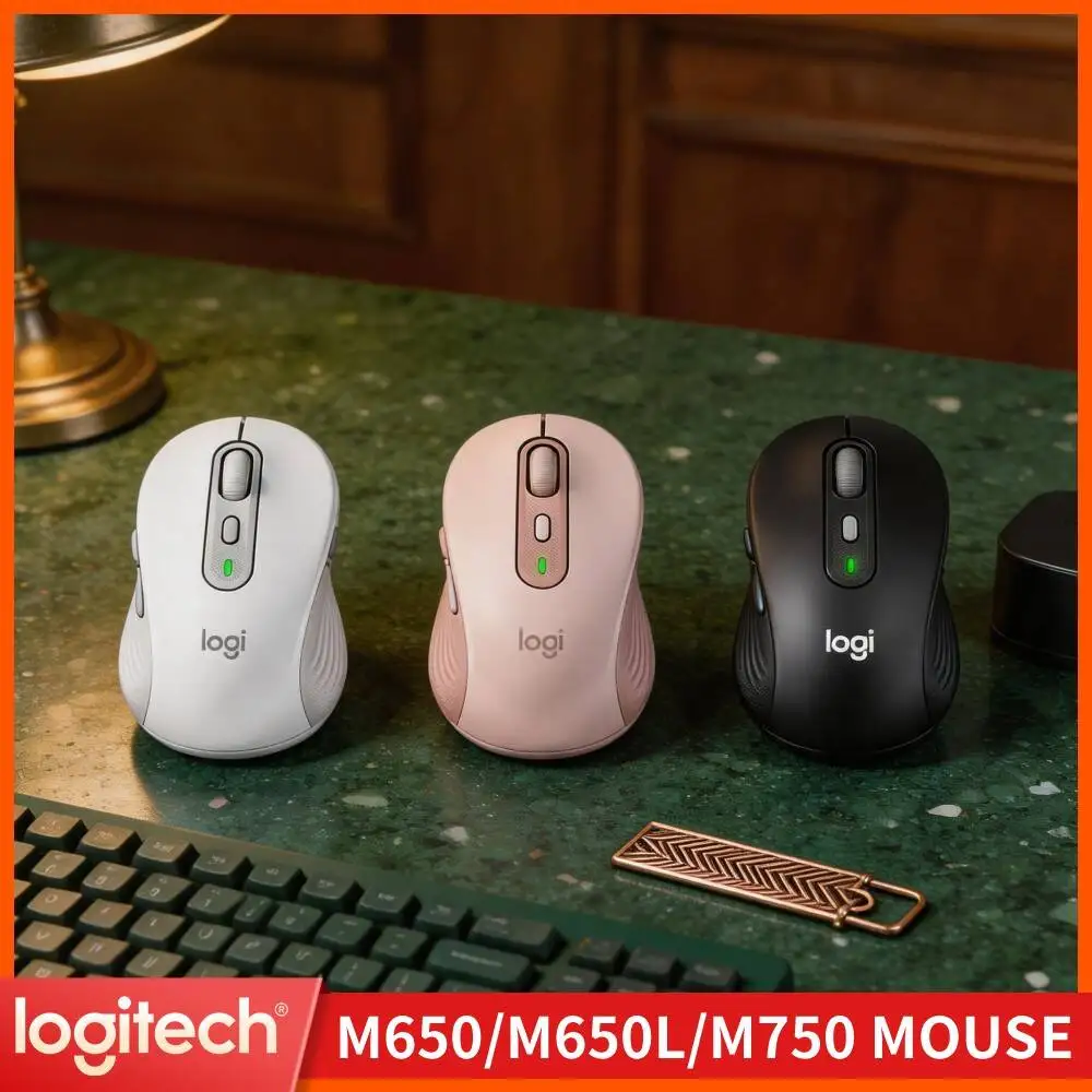 Logitech M650 Ergonomic Mouse Wireless Quiet Click Operation Multi System Compatibility 5 Programmable Buttons For Desktop Work