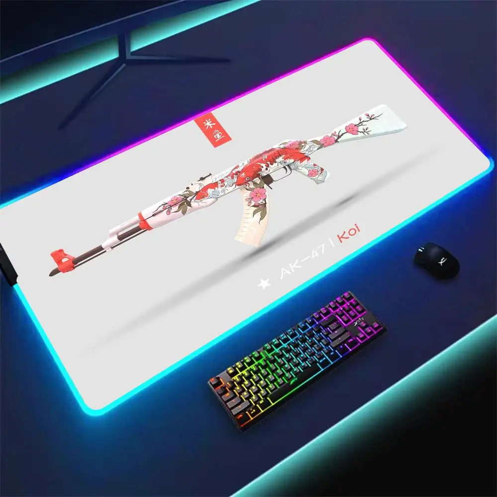 

RGB Mouse pad Beautiful gun texture pattern gaming mat rubber anti-slip Desk Mat LED glow Gaming keypad mousepad pc accessories