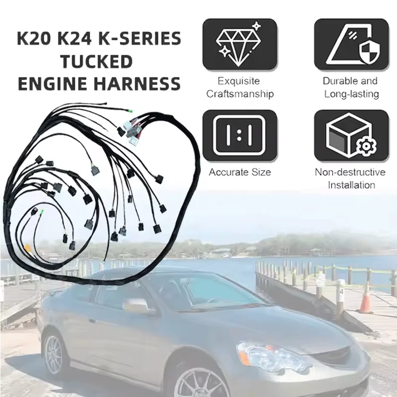 K20 K24 K Serie DAC626 ECH001-HA Tucked Engine Wiring Harness for Honda 02-04 RSX Type S Base 2001-2005 Civic Si Ep3 Type S