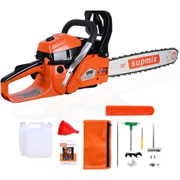 

Supmix Gas Chainsaw 62CC Power Chain Saw 20 Inch Guide Board Chain saws 2-Cycle Gasoline Handheld Cordless Petrol Chain Saws