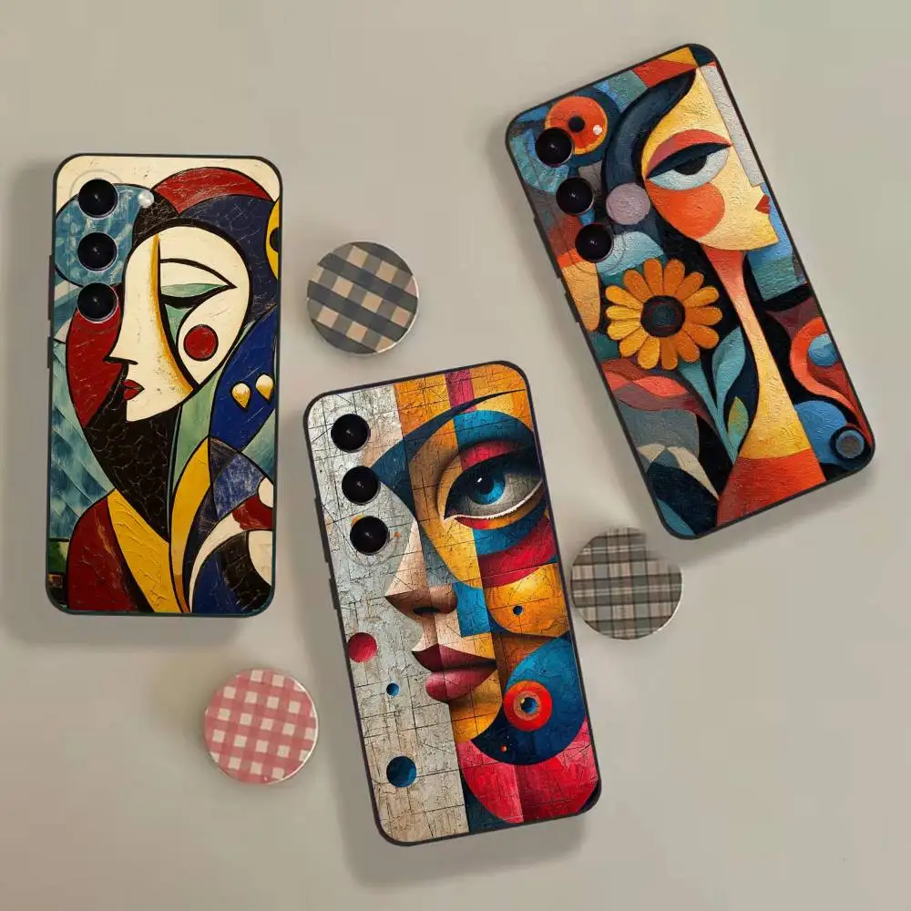 Picasso Abstract A-Art For Samsung Galaxy A 22,71,53,52,51,72,73,5G,Note,J7,8,9 Phone Case Soft Black Cover