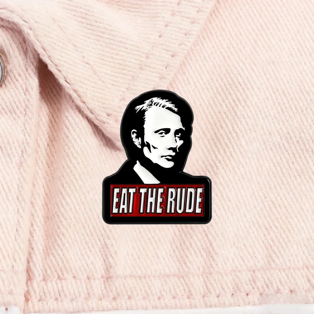 Eat The Rude Enamel Pins Hannibal Lecter Brooch Horror Movie Fans Jewelry Lapel Badge for Backpacks Clothes Accessories Gift