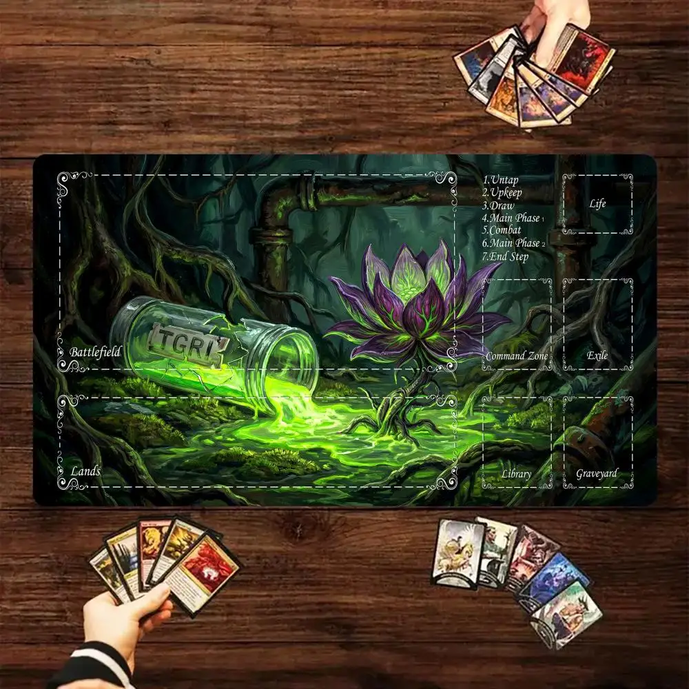 Polluted Purple Lotus Magic Card Battle Mat TCG Playmat Anti-slip Base 35X60CM Gathering Gaming Mats Board Game Mat for TCG