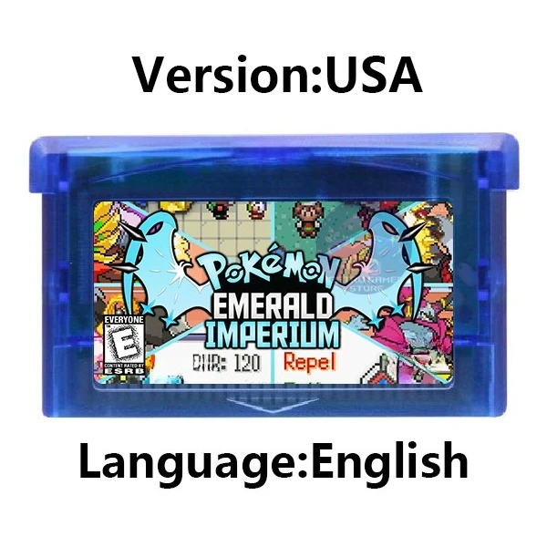 GBA Game Cartridge Pokemon Series Cawps Emerald Seaglass Rouge Opgeladen Geel Lunar Dark Violet Videogameconsolekaart
