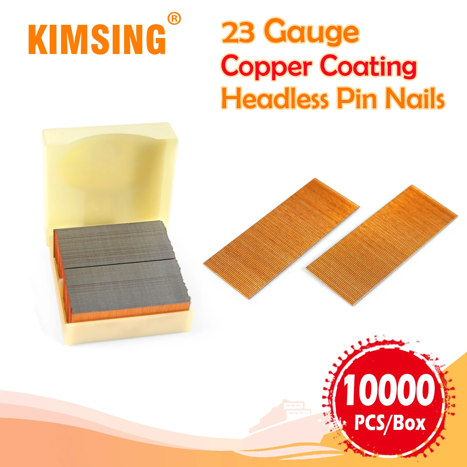 KIMSING 23 Gauge P625 P625SS Headless Pin Nails, Copper or Stainless Steel Material, for Pneumatic Pin Nailer, Pinner Gun