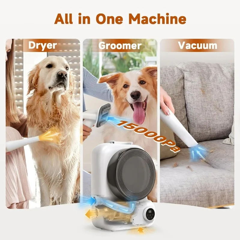 Aspirateur et sèche-linge de toilettage pour animaux de compagnie, grand bidon de 3L, aspirateur de toilettage pour chiens, accessoires de rêve, 15000Pa