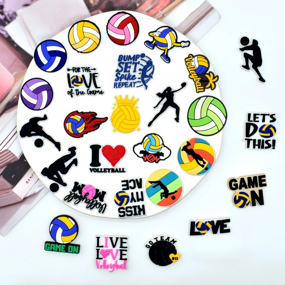 30Pcs Volleyball Shoe Charms for Clog Different Matching Sandals Wristbands Bracelets, Sports Ball Shoe Charms (Volleyball) 5