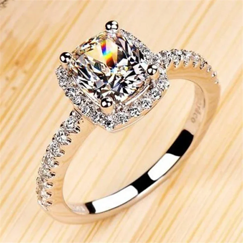 Diwenfu 925 prata esterlina fl anel de diamante para mulher 2 quilates garra diamante pedra preciosa bizuteria noivado s925 jóias anel