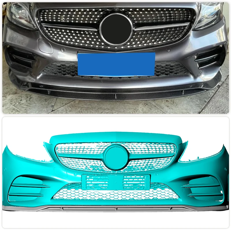 Car Front Bumper Lip Spoiler for Mercedes-Benz C Class W205 C200 C300 Sport 2019 2020 Carbon Fiber Front Lip Chin Apron Body Kit