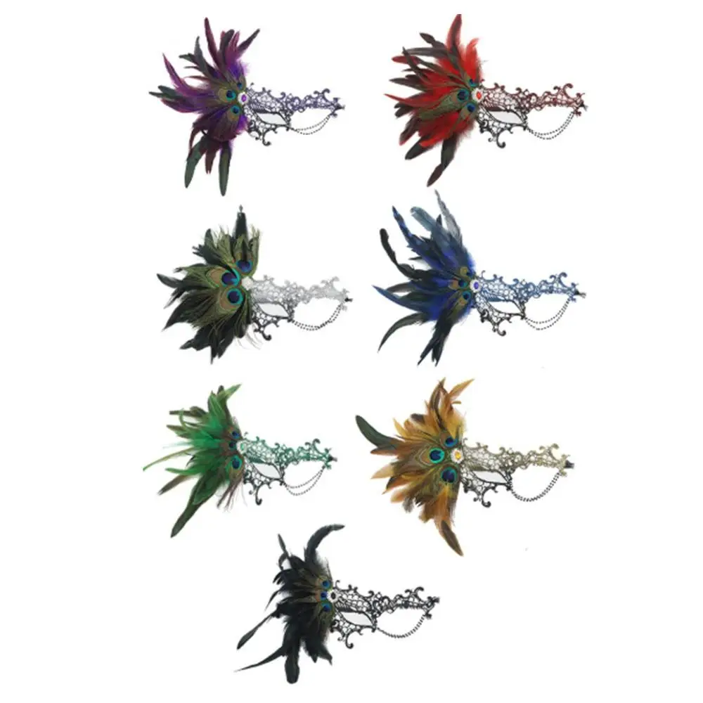 Feathers Design Half-Face Lace Mask Seductive Style Cosplay Masquerade Mask Fancy Prom Masquerade