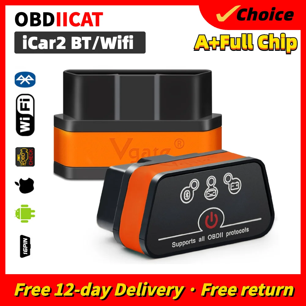 

OBDIICAT Vgate iCar2 BT/WIFI OBD2 Scanner ELM327 BT ELM 327 V2.1ICAR 2 Auto Diagnostic Tool for Android/PC/IOS Code Reader