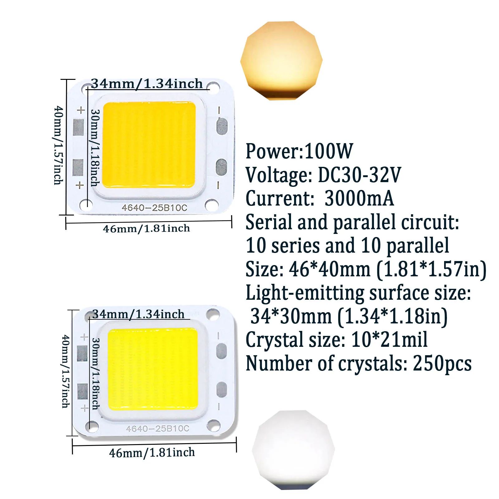 5Pcs/Lot High Power10000mA LED COB Chips 100W Light Bead SMD DIY For LED Bulb Cold Warm White FloodLight Spot Light Portable LED