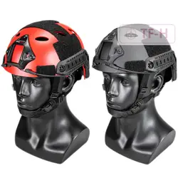 Red Emergency Rescue Adjustable Hole Helmet (56-60cm )Lightweight Multi-Functional Tactical Cycling Goggles Flashlight Headlamp