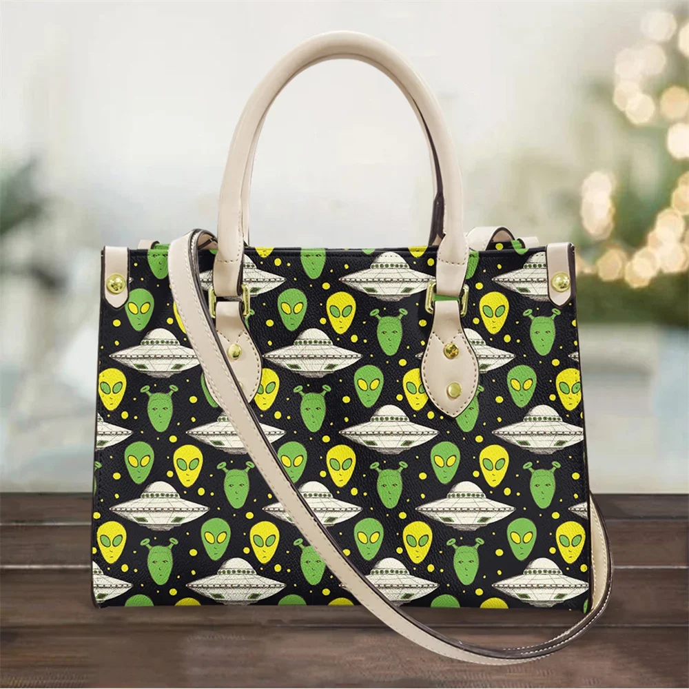 

Cartoon Alien Pattern Women Casual Handbag and Purse Small Designer Shoulder Tote Bags for Ladies Girls Fashion Beach Pouch Sac