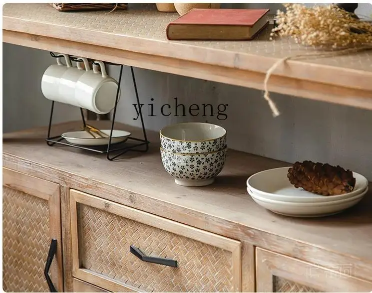 

LSL Chic Side Cabinet Solid Wood Tea Cabinet Old Living Room Storage Cabinet Locker Decorative Locker home decor