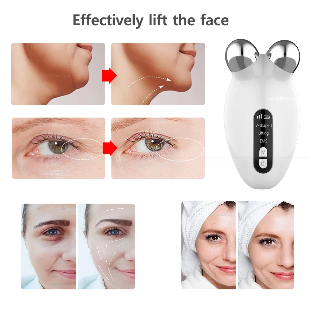 Face Massager EMS Microcurrent Roller Electric Device For Facial Lifting Chin-up Skin Care Beauty Tools Wrinkle Lifting Massage