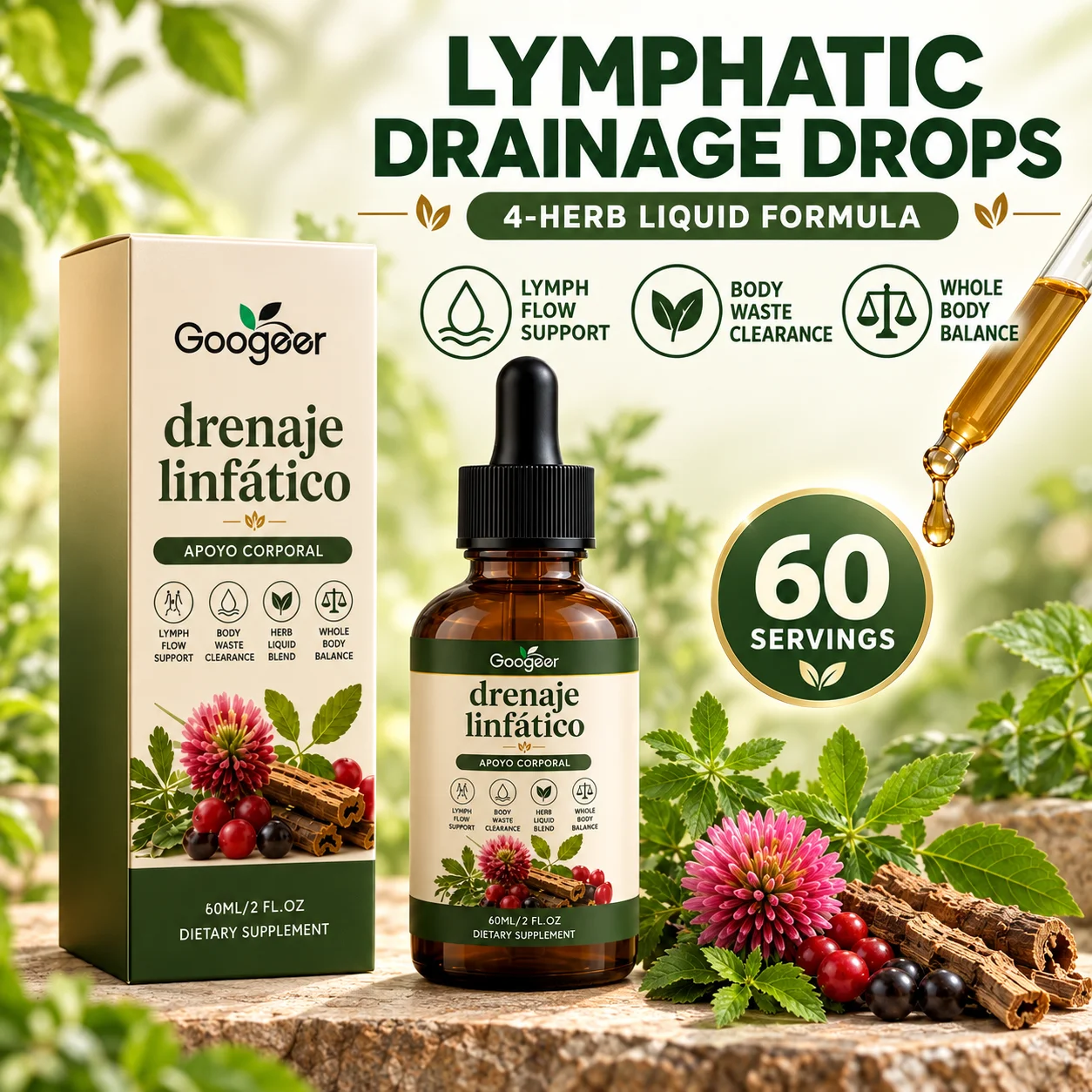Lymphatic Care Drops with Cleavers Stillingia Root Red Clover Blossom and Prickly Ash Bark Supports Fluid Balance 60 Ml