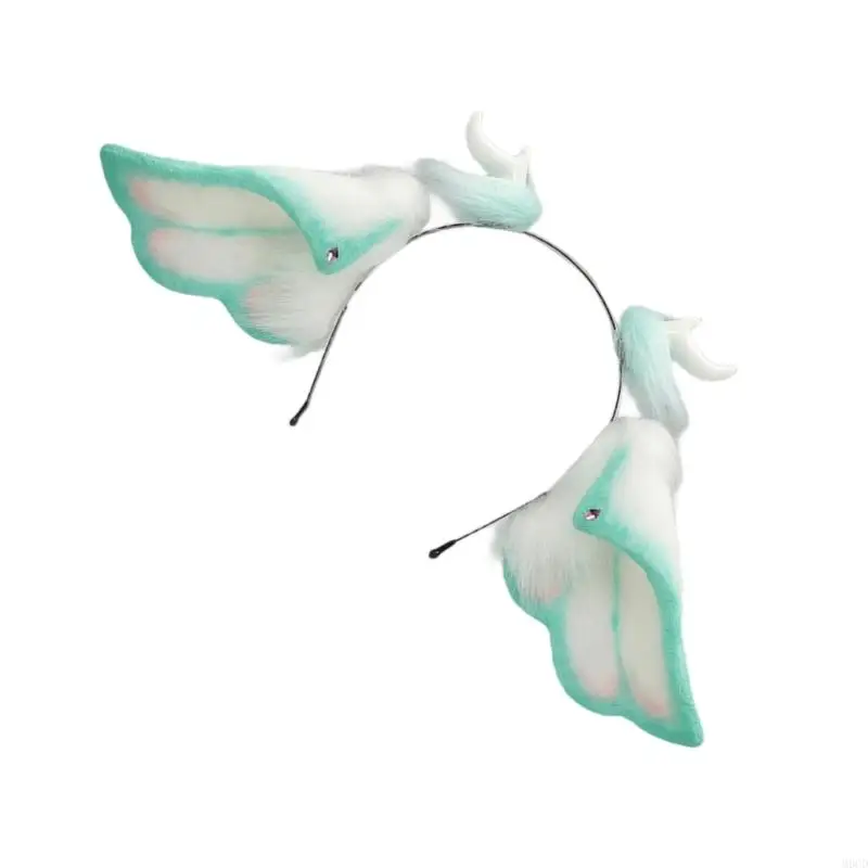 M6CD Bendable Fantasy Creature Horn Hairband Plush Roleplay Party Hairhoop Decoration