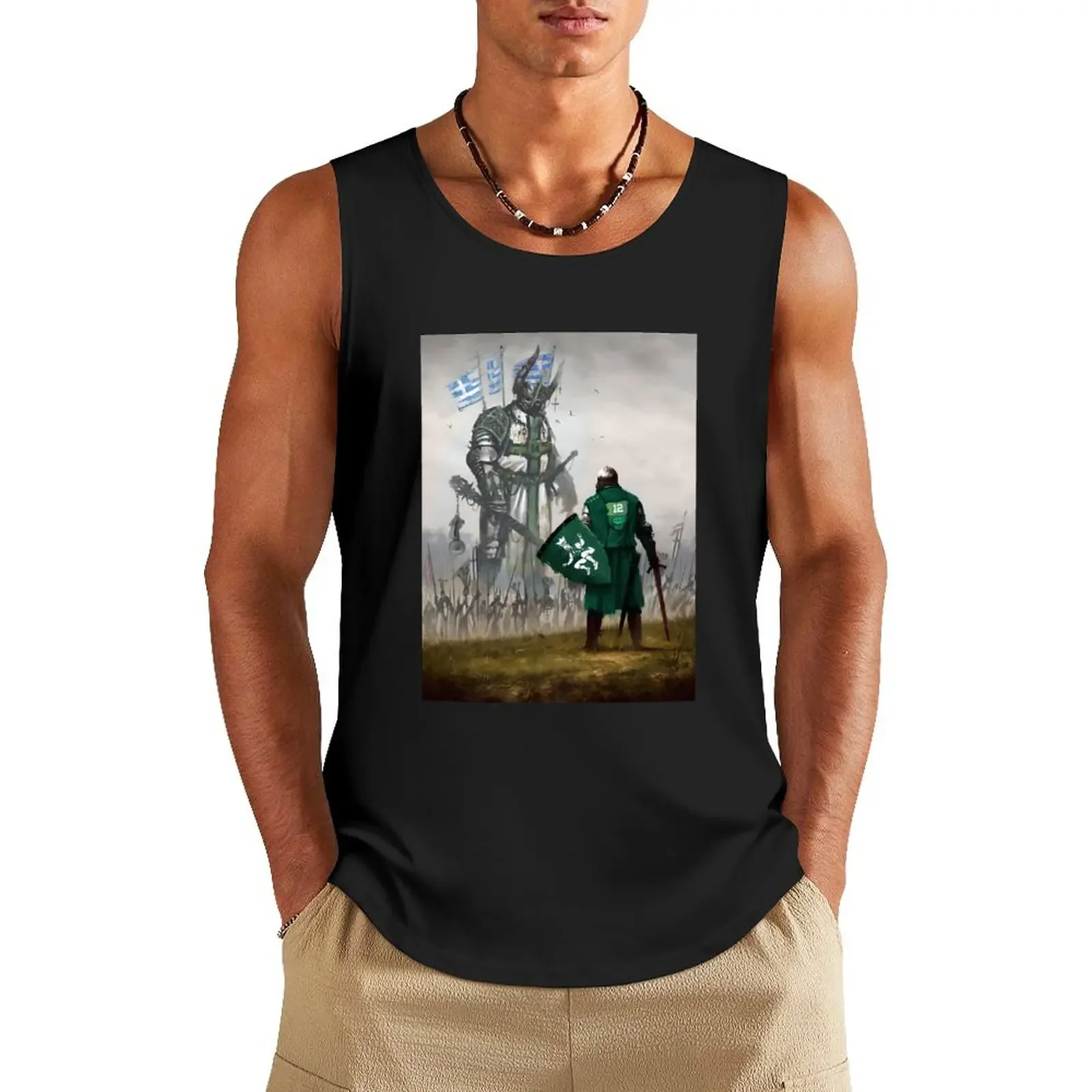 

The Dark Knight against the Greek God. Tank Top T-shirt sports Sleeveless top Man clothes for gym sports clothes for men