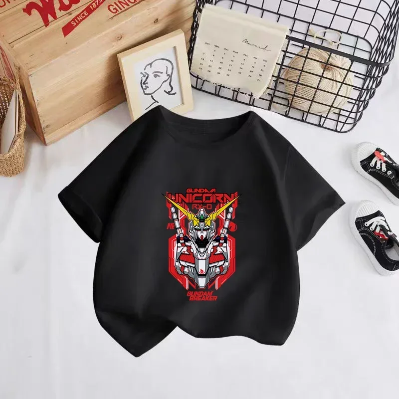 2024 Summer Children's T-shirt 3-14 years old short sleeve cartoon print casual solid color baby T-shirt