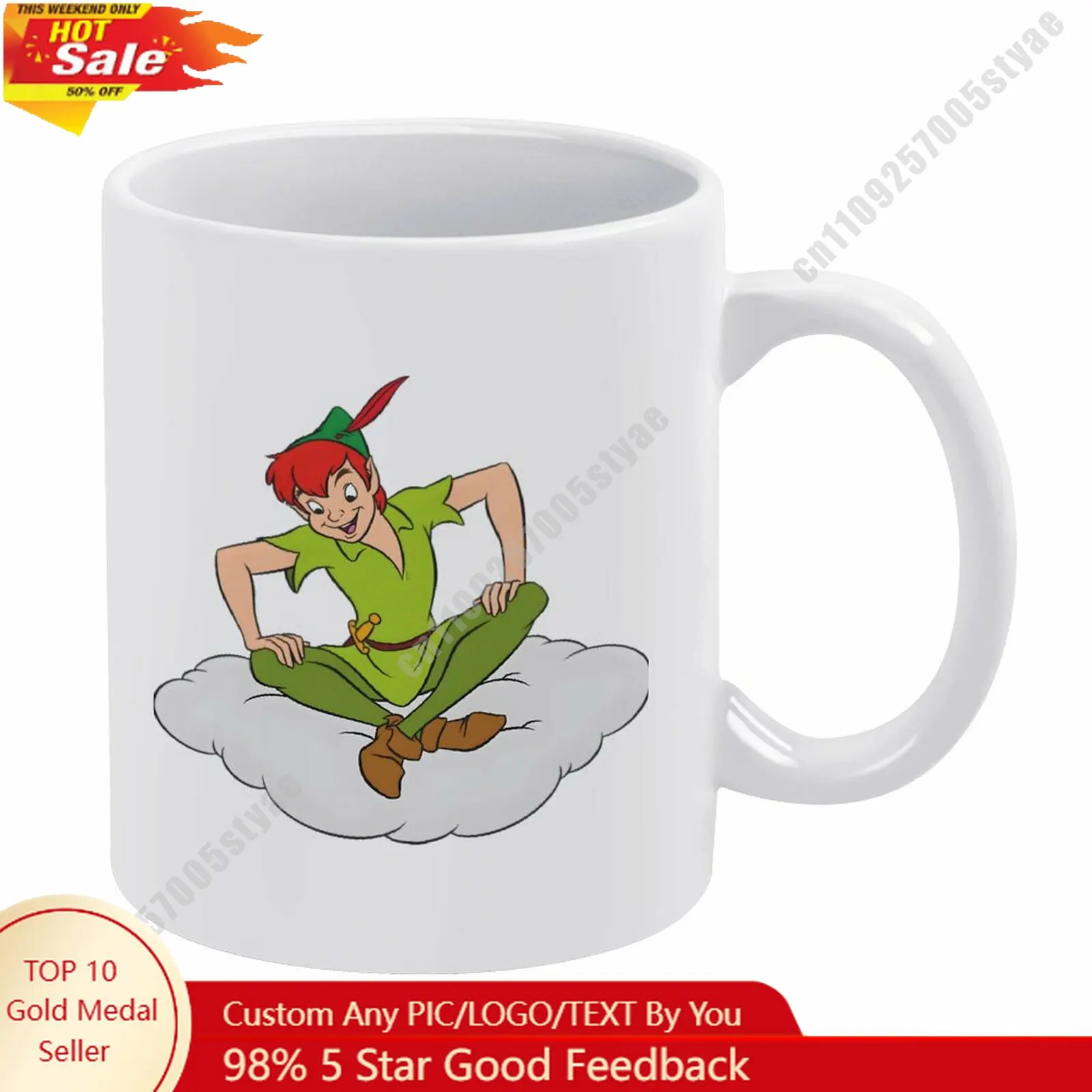 

Peter Pan Mug Disney Cartoon Customization Upload Your Own Image Logo Text Coffee Cup Holidays Birthday Ceramic Cup
