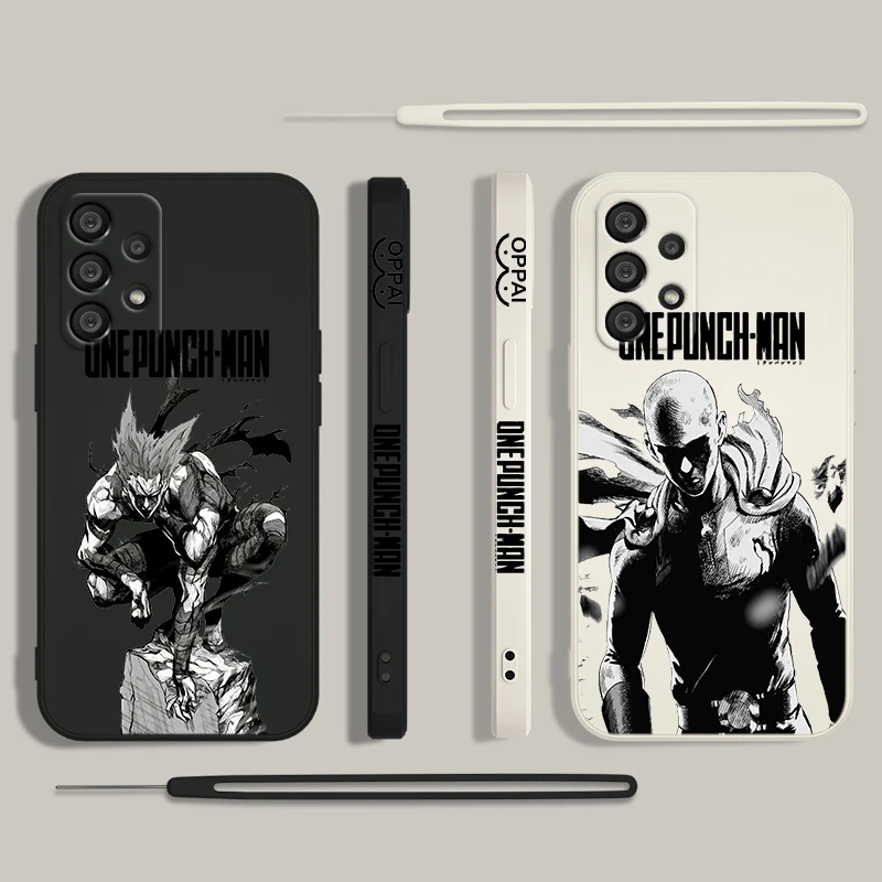 ONE PUNCH MAN Saitama Phone Case For Samsung A55 A53 A33 A52 A32 A71 A51 A21S A35 A25 5G Liquid Left Rope Funda