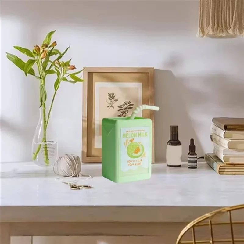 

AT02-Colorful Juicebox Vase For Flower Planter Decoration, 3D Printed Resin Candy Colored Drinking Vases Ornament For Office