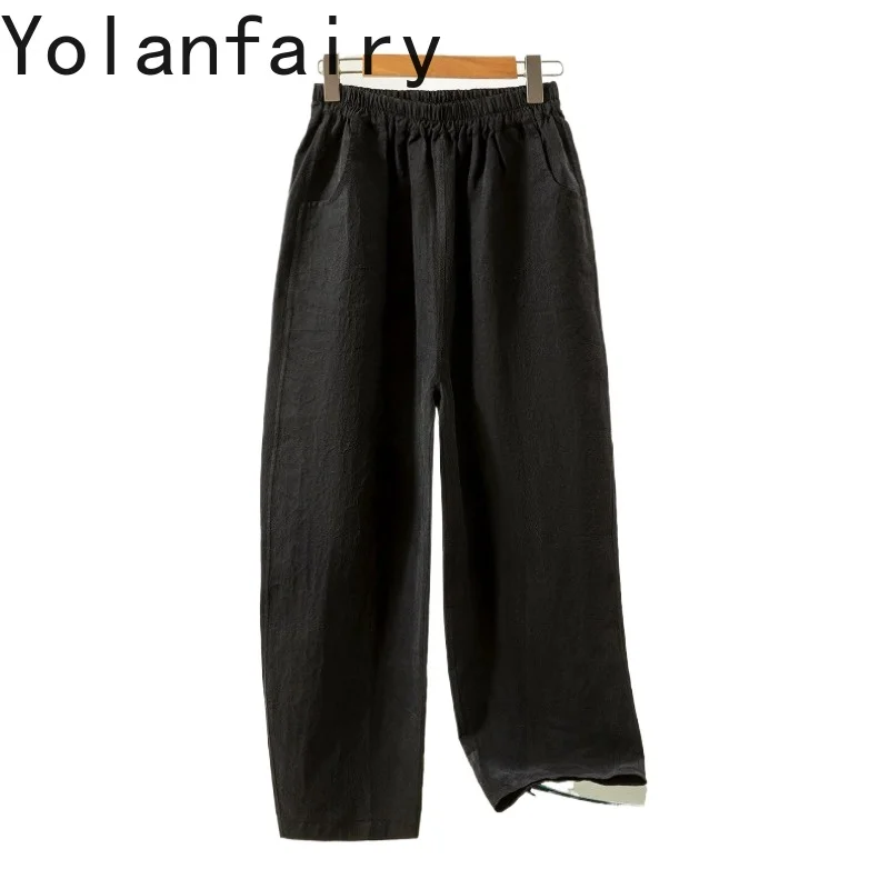 

YOLANFAIRY 100% Real Mulberry Silk Pants for Women High Quality Xiangyunsha Trousers Fashion Black-gray Reversible Casual Pants