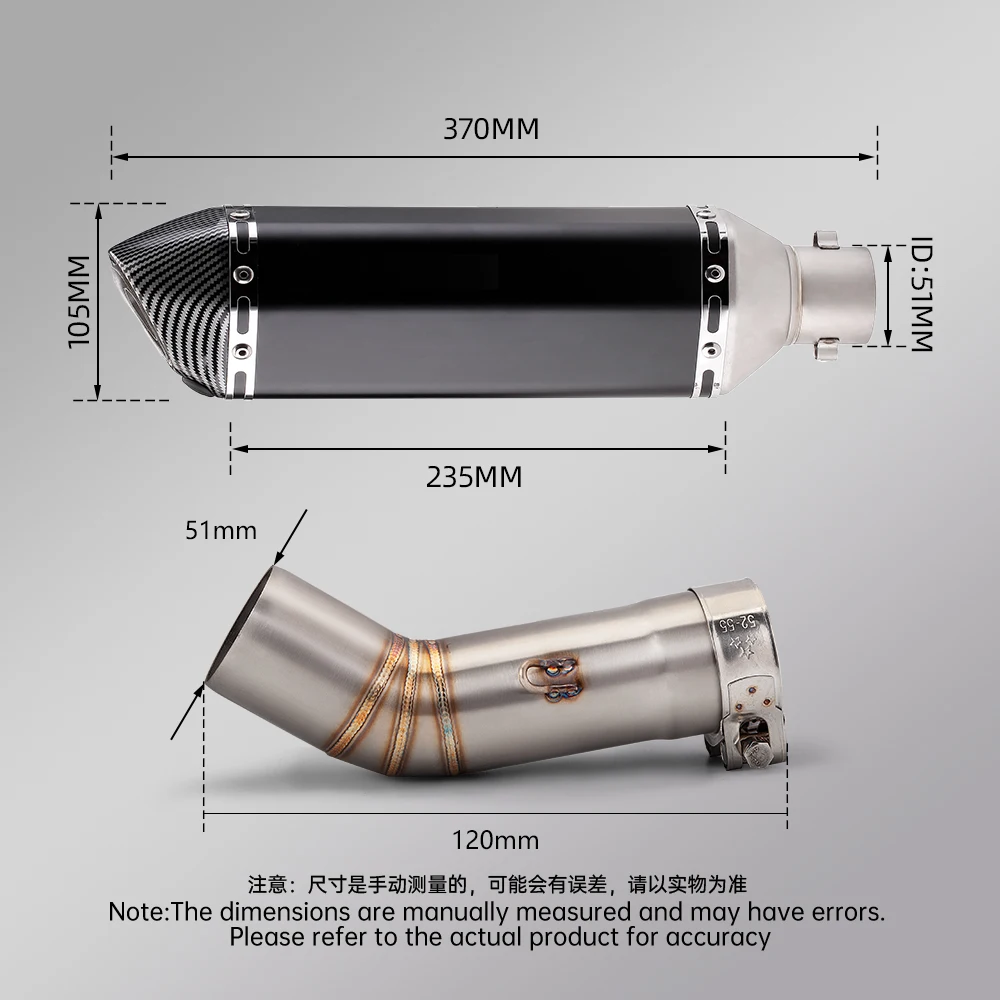 For FZ8 (2010-2015) exhaust system, the original position of the racing line, the intermediate connecting pipe